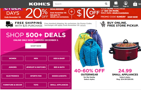 Ofertas de Khol’s para Cyber Monday 2016