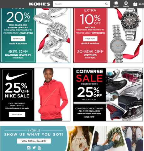 Ofertas de Khol’s para Cyber Monday 2016