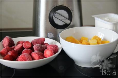 Fresas con nata y melocoton. Congelando el verano