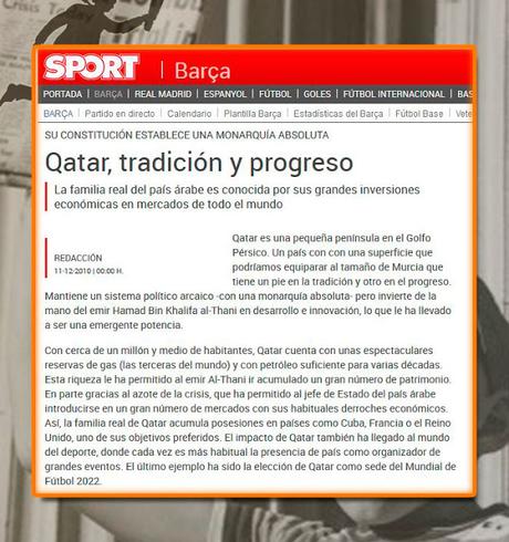 prensa del Barcelona con patrocinio Qatar