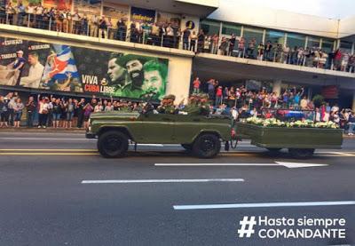 Partida del recorrido del cortejo fúnebre de Fidel Castro hacia Santiago de Cuba