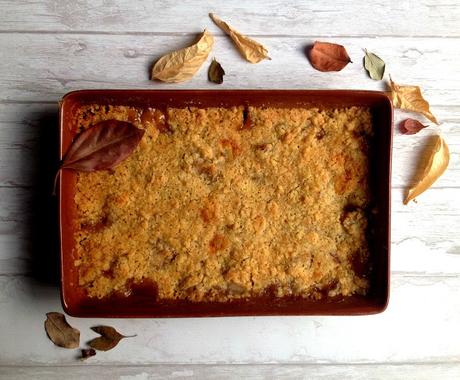 Crumble de granada y manzana