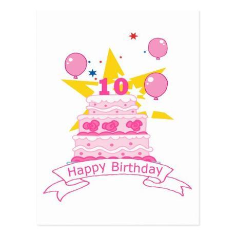 Torta de cumpleaños de 10 años postal