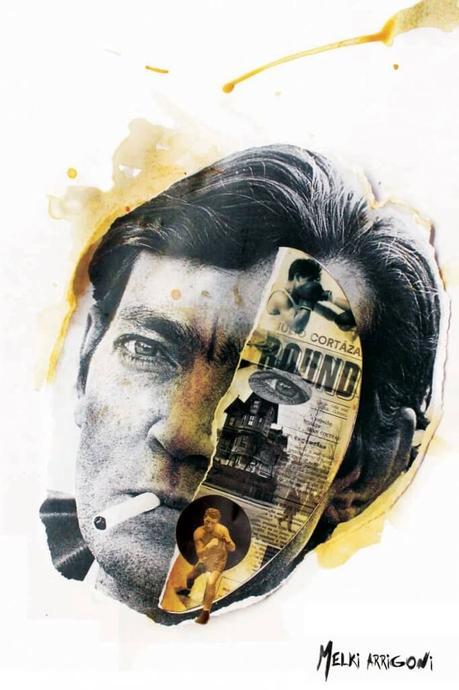 Retrato de Julio Cortázar realizado con la técnica del collage