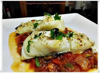 Bacalao fresco con pisto