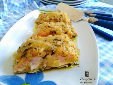 SUPREMAS DE SALMÓN CON SALSA DE CEBOLLA supremas de salmón