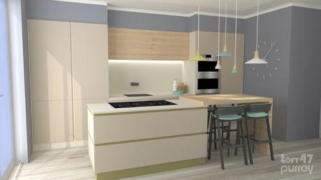 3D modeling and rendering / Diseño 3D y renderizado de cocinas para vivienda