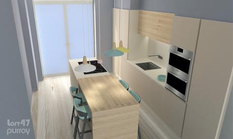 3D modeling and rendering / Diseño 3D y renderizado de cocinas para vivienda