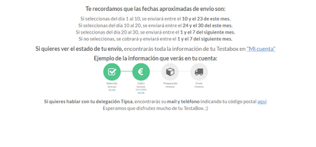 plazos de envíos en testabox