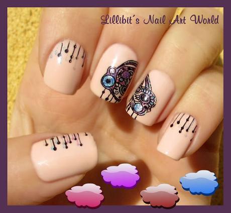 Manicura con la placa Skeleton Nails: Nube mística