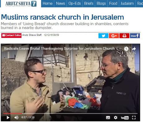 Así quedó la iglesia evangelica carbonizada por musulmanes en Jerusalem.