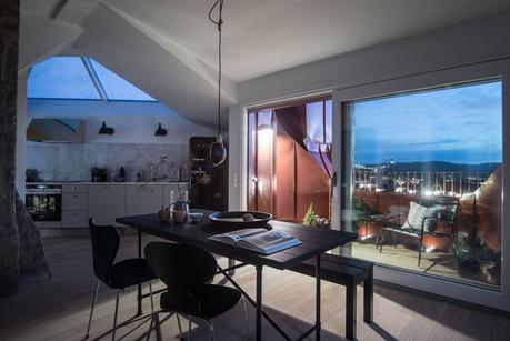 mobiliario negro marmol de carrara distribución abierta detalles en bronce decoración sofisticada elegante decoración pisos pequeños blog decoración nórdica atico nórdico 