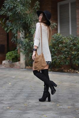 'A' SHAPE SKIRT AND OVER THE KNEE BOOTS