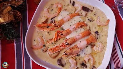 Cigalas con salsa de setas