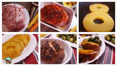 Jamón asado con piña