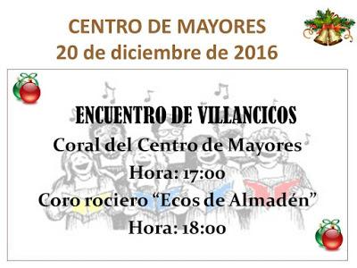 Hoy Encuentro de Villancicos en el Centro de Mayores de Almadén