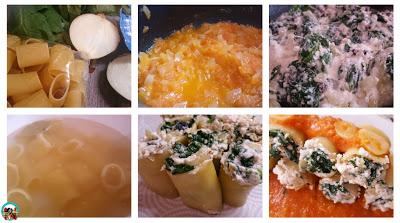 Paccheri rellenos de espinacas