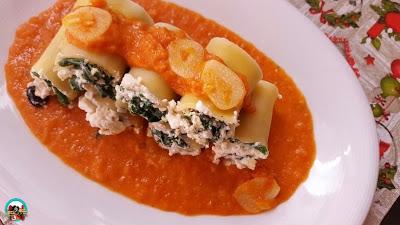 Paccheri rellenos de espinacas