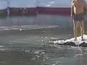 Arriesga vida para salvar perro estaba punto morir lago congelado