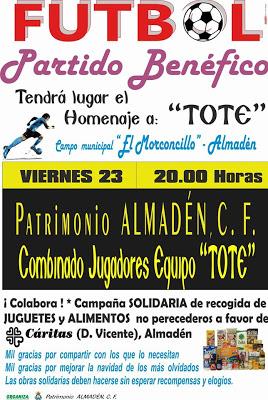 El Patrimonio Almadén C.F. homenajea a Tote con un partido benéfico