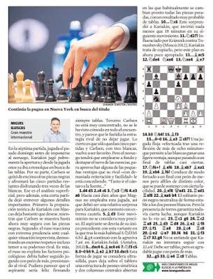 El match Carlsen vs Karjakin, visto por Miguel Illescas en La Vanguardia - 7ª partida