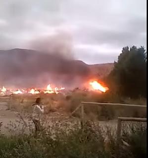 Incendio en el acopio de ramas al lado de las huertas protegidas