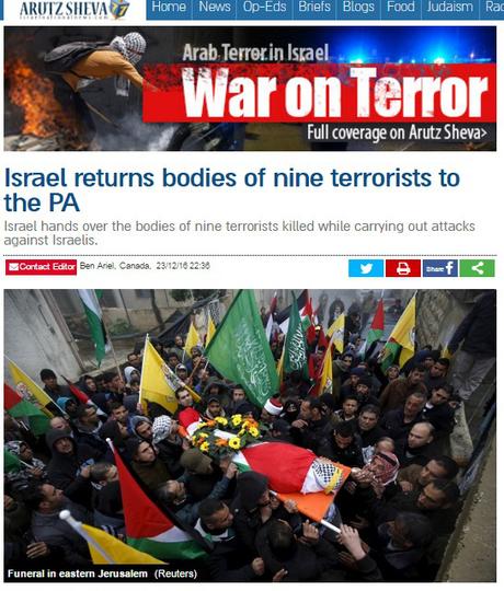 Israel devuelve los cuerpos de 9 terroristas a la Autoridad Palestina.