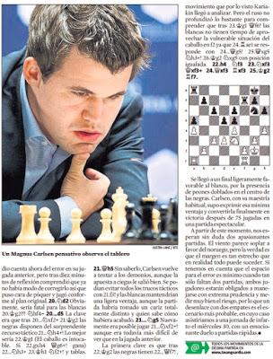 El match Carlsen vs Karjakin, visto por Miguel Illescas en La Vanguardia - 10ª partida