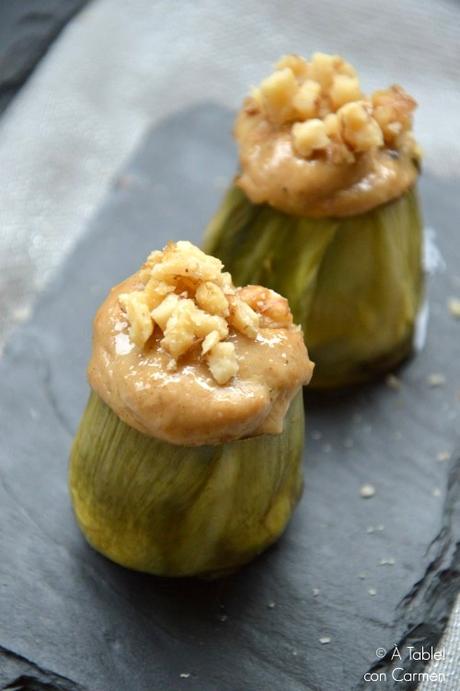 Alcachofas Rellenas de Crema de Boletus y Nueces
