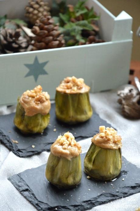 Alcachofas Rellenas de Crema de Boletus y Nueces
