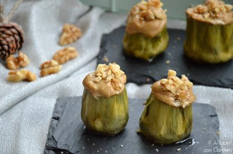 Alcachofas Rellenas de Crema de Boletus y Nueces