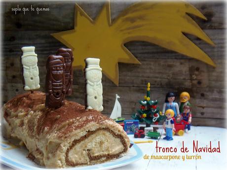 Tronco de navidad de mascarpone y turrón