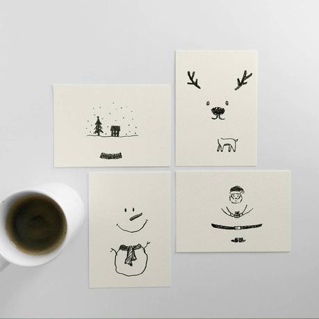 Postales Navideñas hechas a partir de manchas de café
