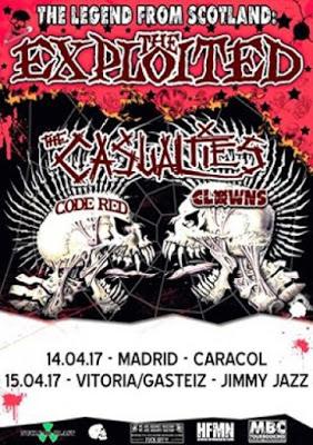 The Exploited y The Casualties, en abril en Madrid y Vitoria
