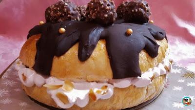 Roscón con nata y chocolate