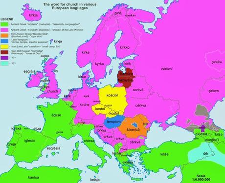 Mapas que muestran el origen de palabras que usamos.