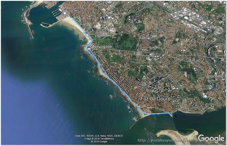 Mapa de la ruta Matosinhos a Foz do douro