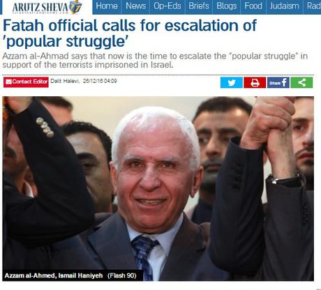 Funcionario de Fatah pide incrementar la “lucha popular”.