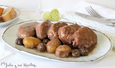 Solomillo al oporto con castañas