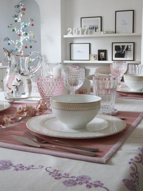 Pink & golden ,una mesa delicada de navidad