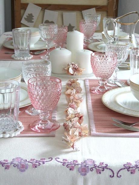 Pink & golden ,una mesa delicada de navidad