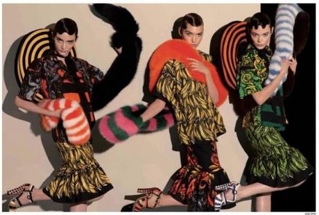 Prada's Fluor Fur Stoles SS 2011