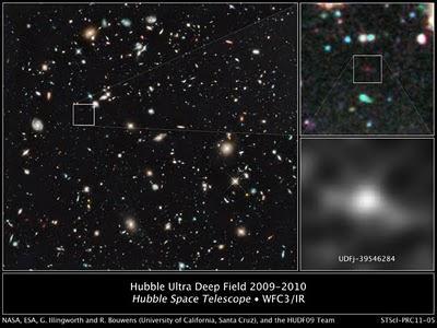 Hubble espía el resplandor de la galaxia más distante jamás observada