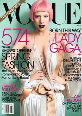 Lady Gaga en portada de Vogue USA, Marzo 2011, fotografiada por Mario Testino