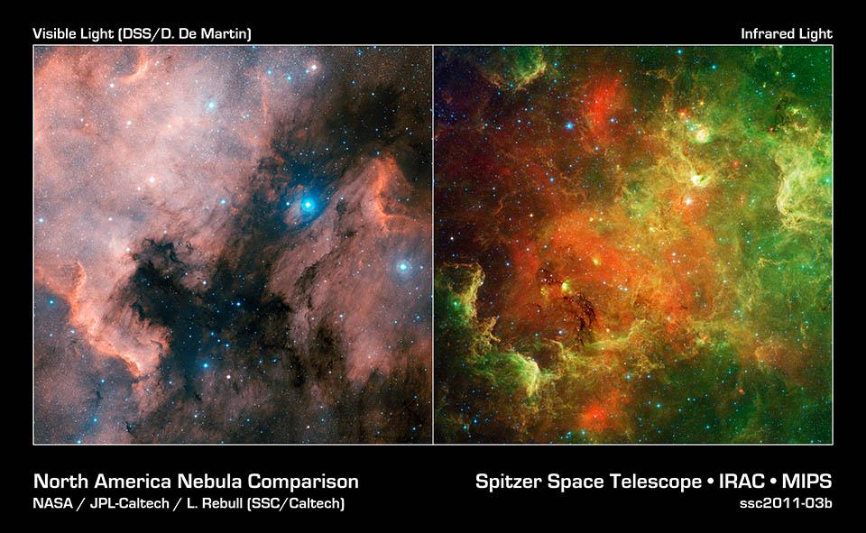 La nebulosa de Norteamérica en infrarrojo