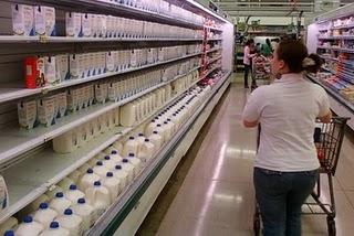 La leche y los números en la parte inferior del envase