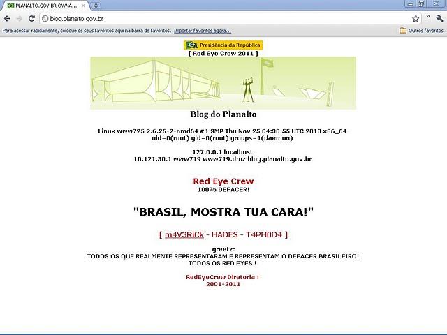 Brasil: Blog de la Presidencia fue invadido por hackers