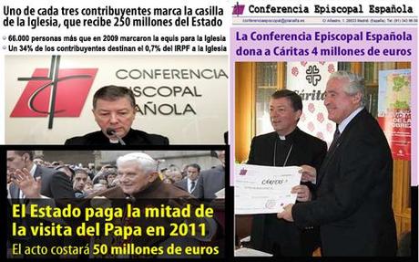 El Estado entrega 250 millones de Euros del IRPF a la Iglesia. La Iglesia dona 4 a Cáritas.
