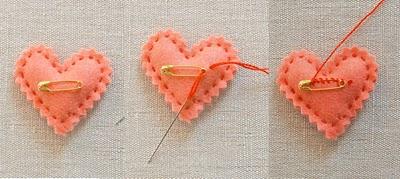 BROCHES DE CORAZONES DE FIELTRO
