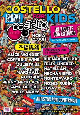 Costello for Kids: dos noches de conciertos gratis a cambio de juguetes en Madrid